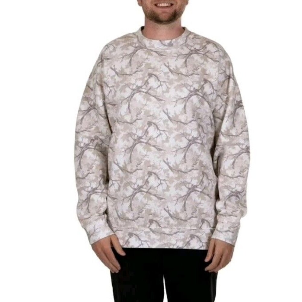 NWT State of Mine Camo Crewneck Fleece Sweatshirt Men's XXL White Camo Comfort
